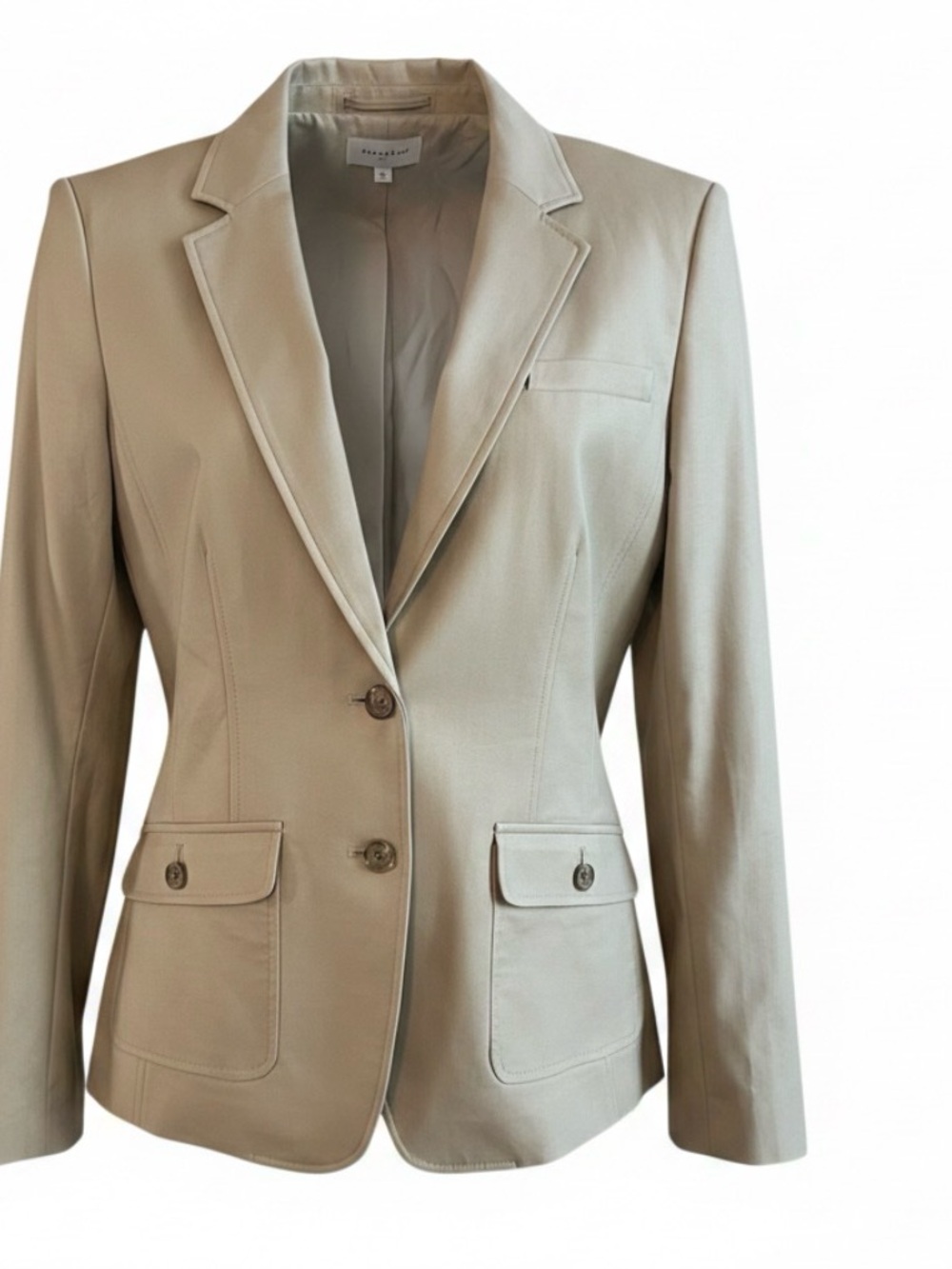Banana Republic Stretch Cotton Blazer Size 14 Cream Beige Tailored Jacket